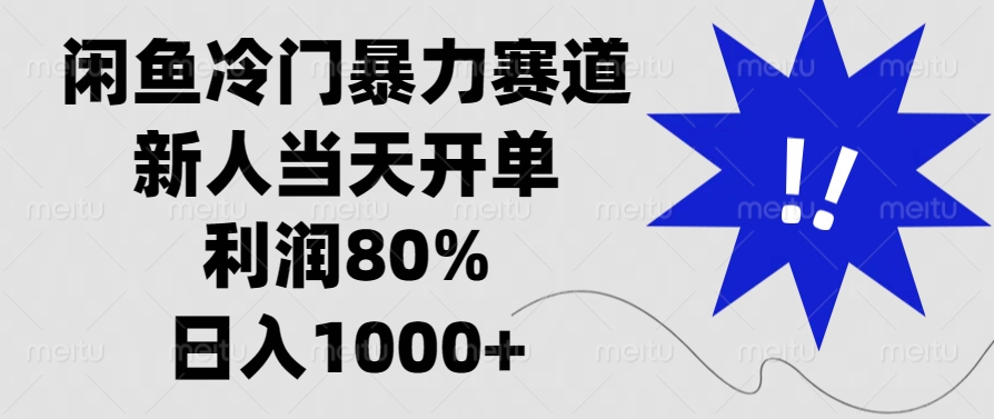 闲鱼冷门暴力赛道，利润80%，日入1000+新人当天开单，-zsff