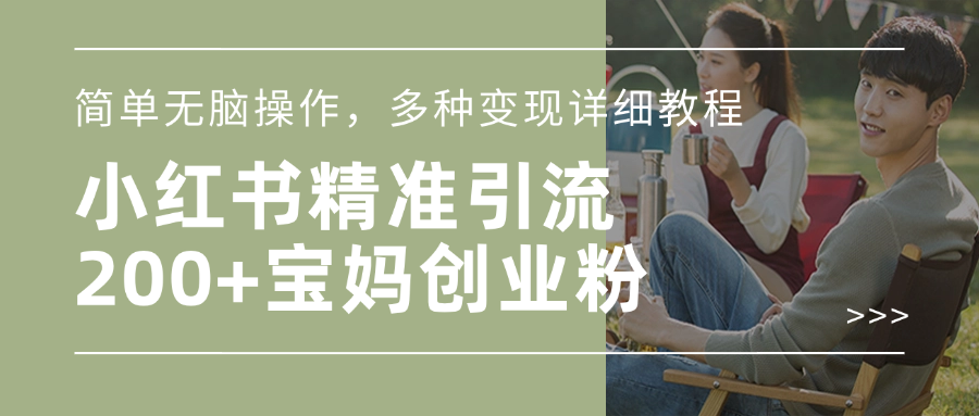 小红书精准日引200+宝妈创业粉，简单无脑操作，多种变现详细教程-zsff