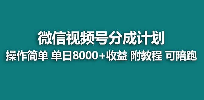 【蓝海项目】视频号分成计划最新玩法，单天收益8000+，附玩法教程-zsff