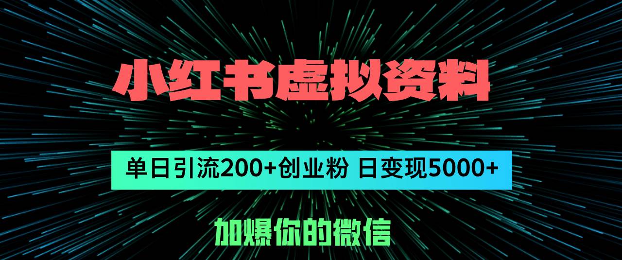 小红书虚拟资料日引流200+创业粉，单日变现5000+-zsff