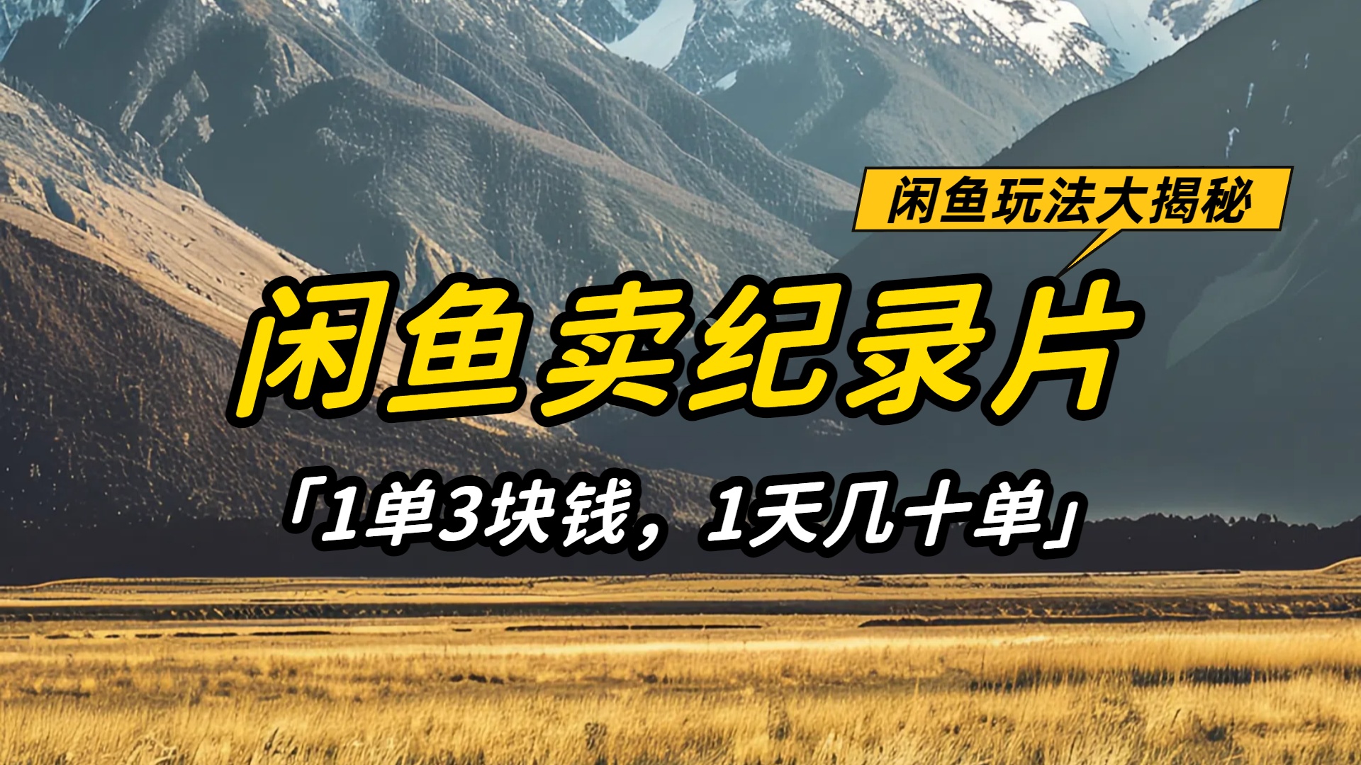 闲鱼卖纪录片1单3块钱，1天几十单，项目稳定有潜力-zsff