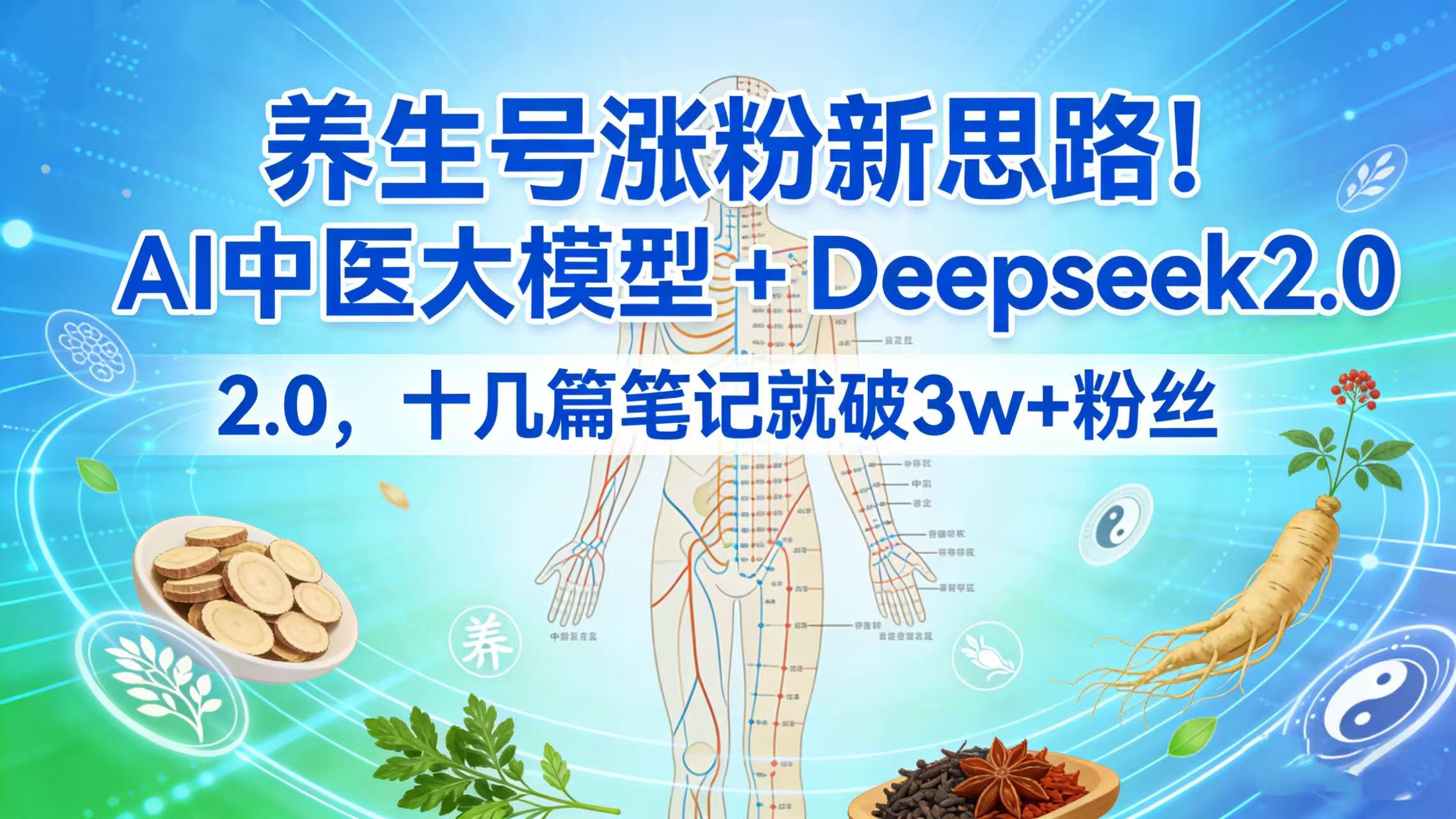 养生号涨粉新思路！AI 中医大模型 + Deepseek 2.0，十几篇笔记就破 3w + 粉丝-zsff