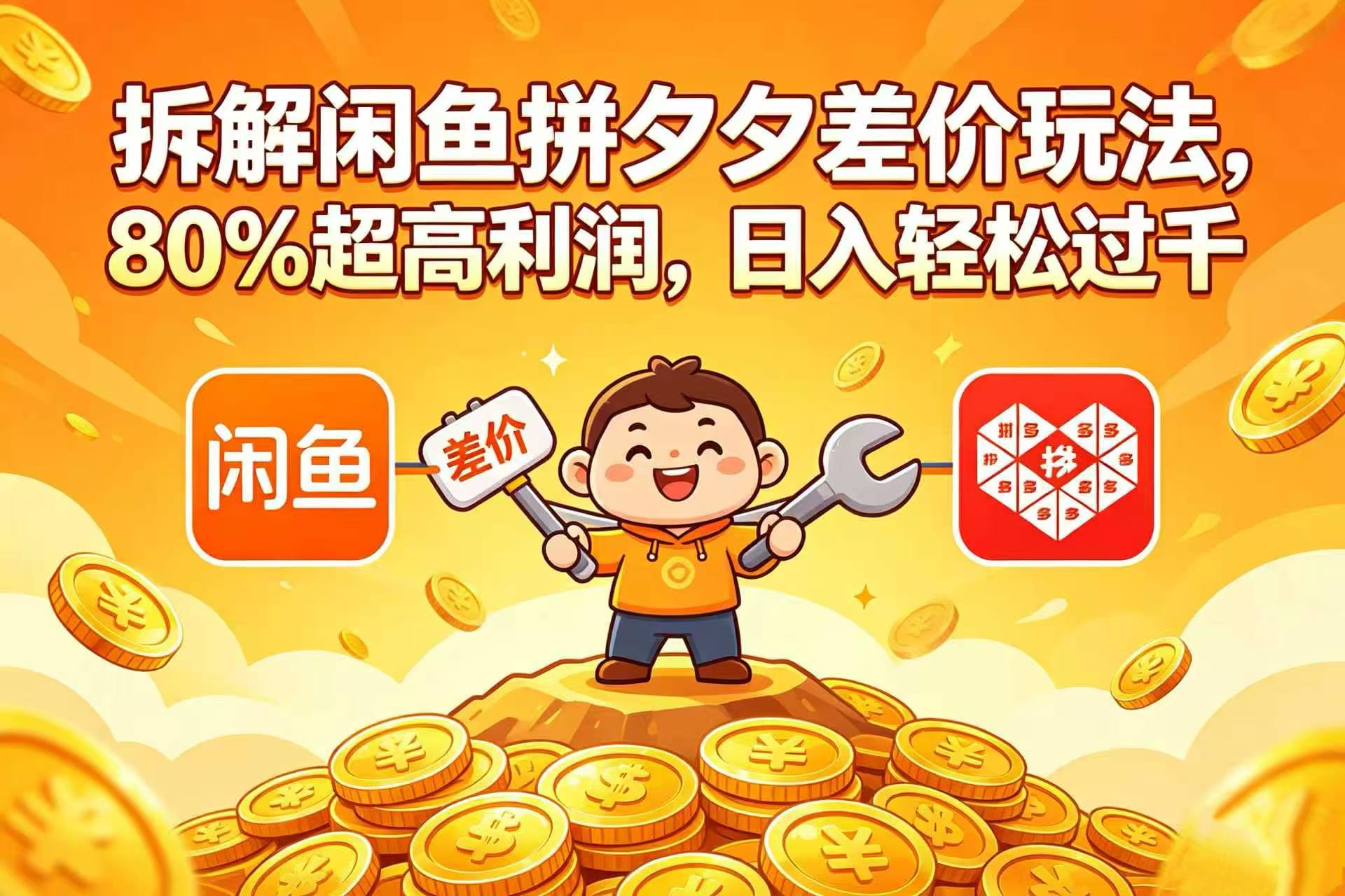 拆解闲鱼拼夕夕差价玩法，80% 超高利润，日入轻松过千-zsff